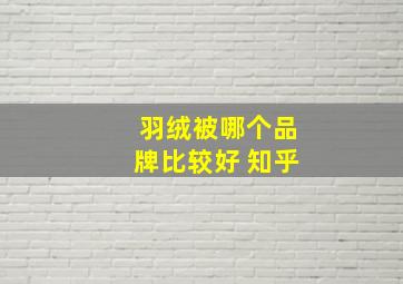 羽绒被哪个品牌比较好 知乎